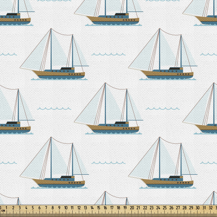 East Urban Home Ambesonne Sailboat Fabric By The Yard, Nautical Pattern